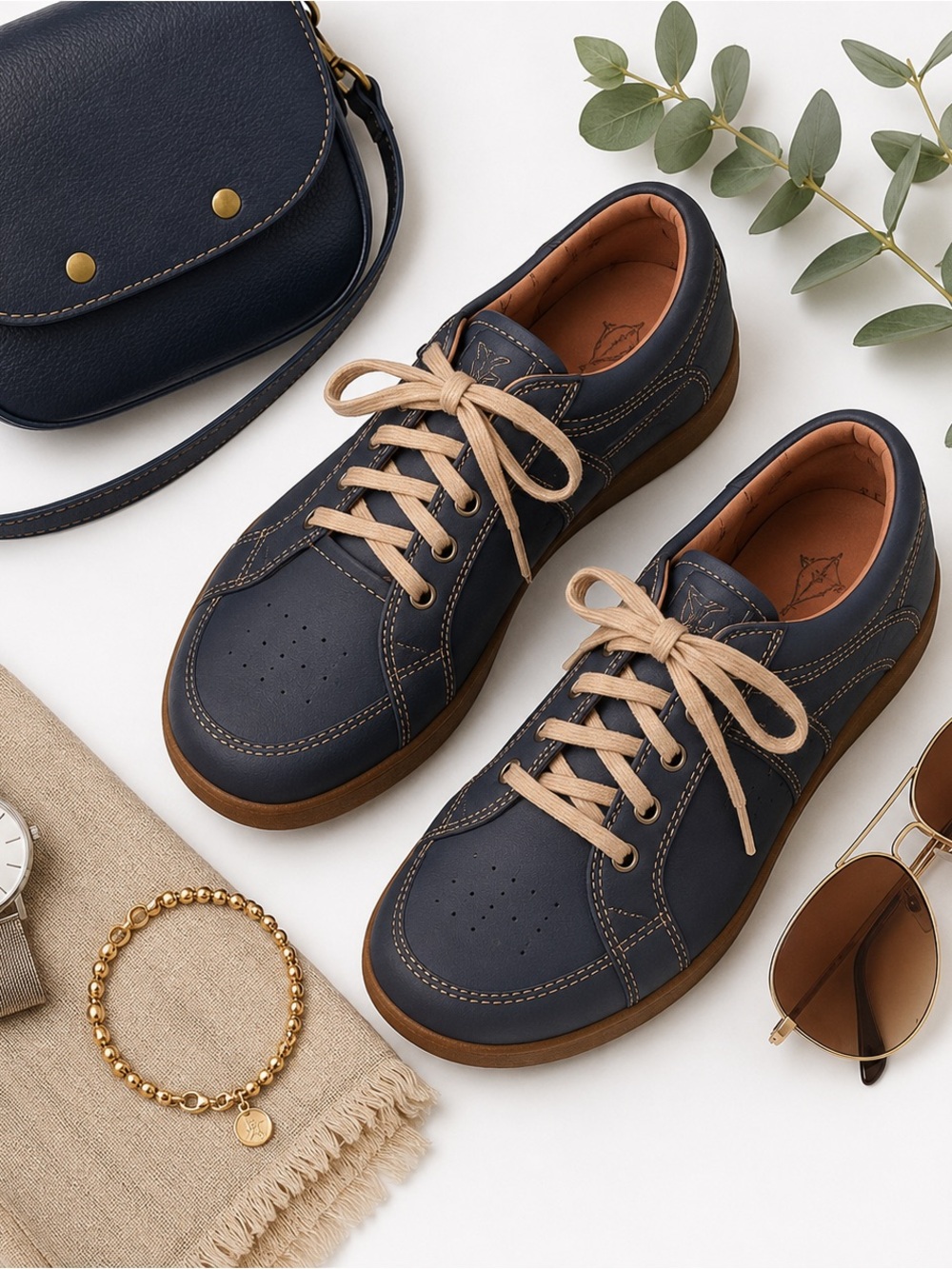 Barefoot Freedom by Drew Geneva Sneakers 8.5 WW Blue Leather Comfort Orthopedic